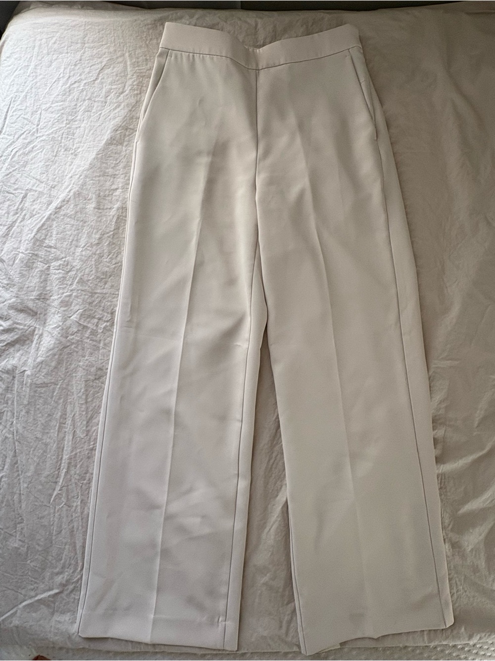 Ann Taylor Cream Straight-Leg Dress Pants